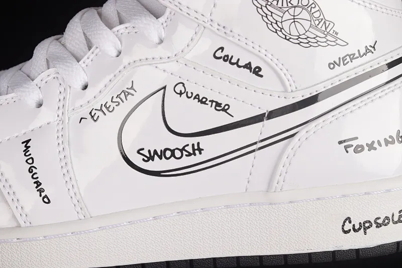 All categories Air Jordan Jordan series basketball shoes Air Jordan 1 Mid G version pure original Air Jordan 1 Mid GS "Schematic" AJ1 Joe 1 white graffiti Zhongbang basketball shoes DQ1864-100